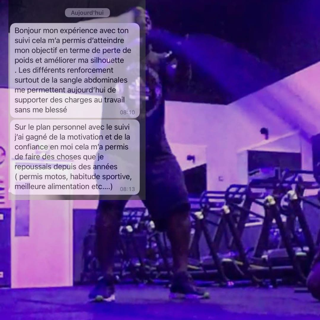 Message d'un client accompagné par Laurent LABECA pour une perte de poids et un renforcement de la sangle abdominale